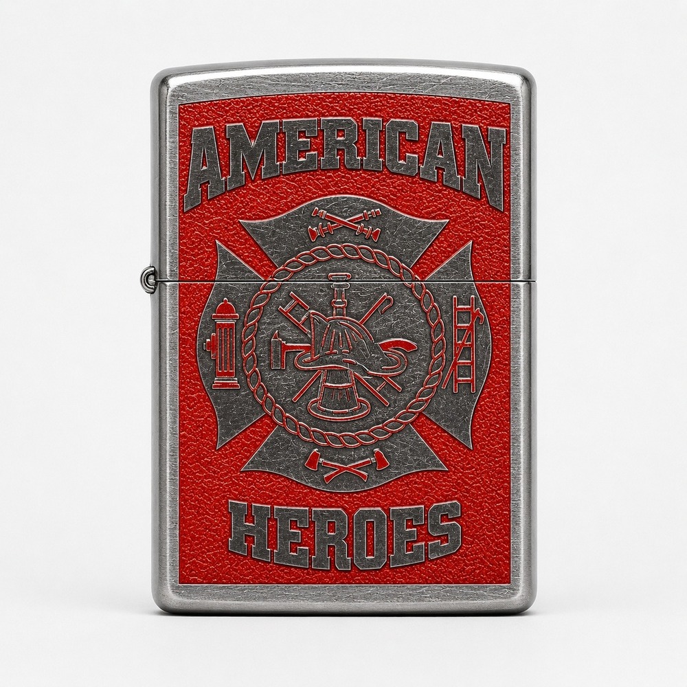 Zippo American Heroes Firefighter Lighter Red Silver Maltese Cross B 10 2010